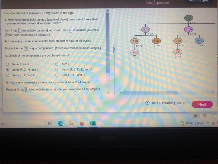 QUE point(s) possible Consider the bill of