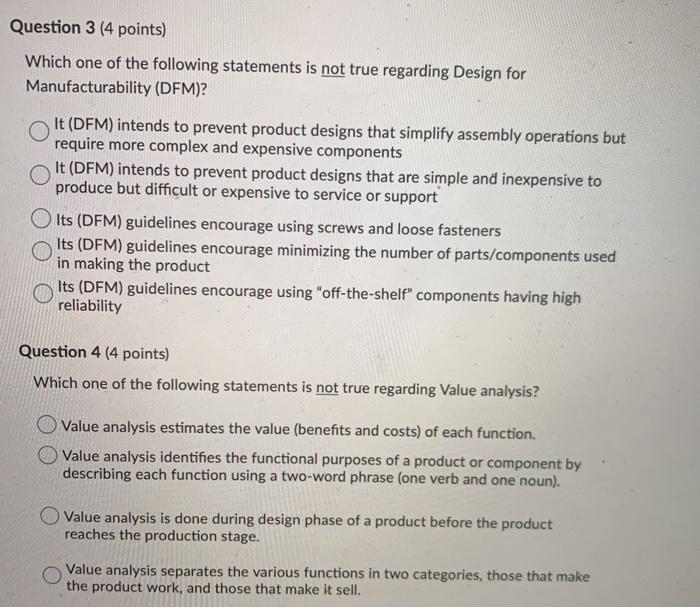 Question 3 (4 points) Which one of the following