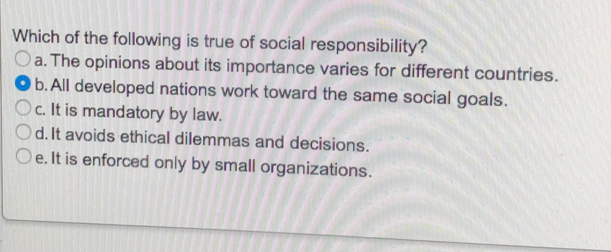 Answer chosen is wrong Which of the following is