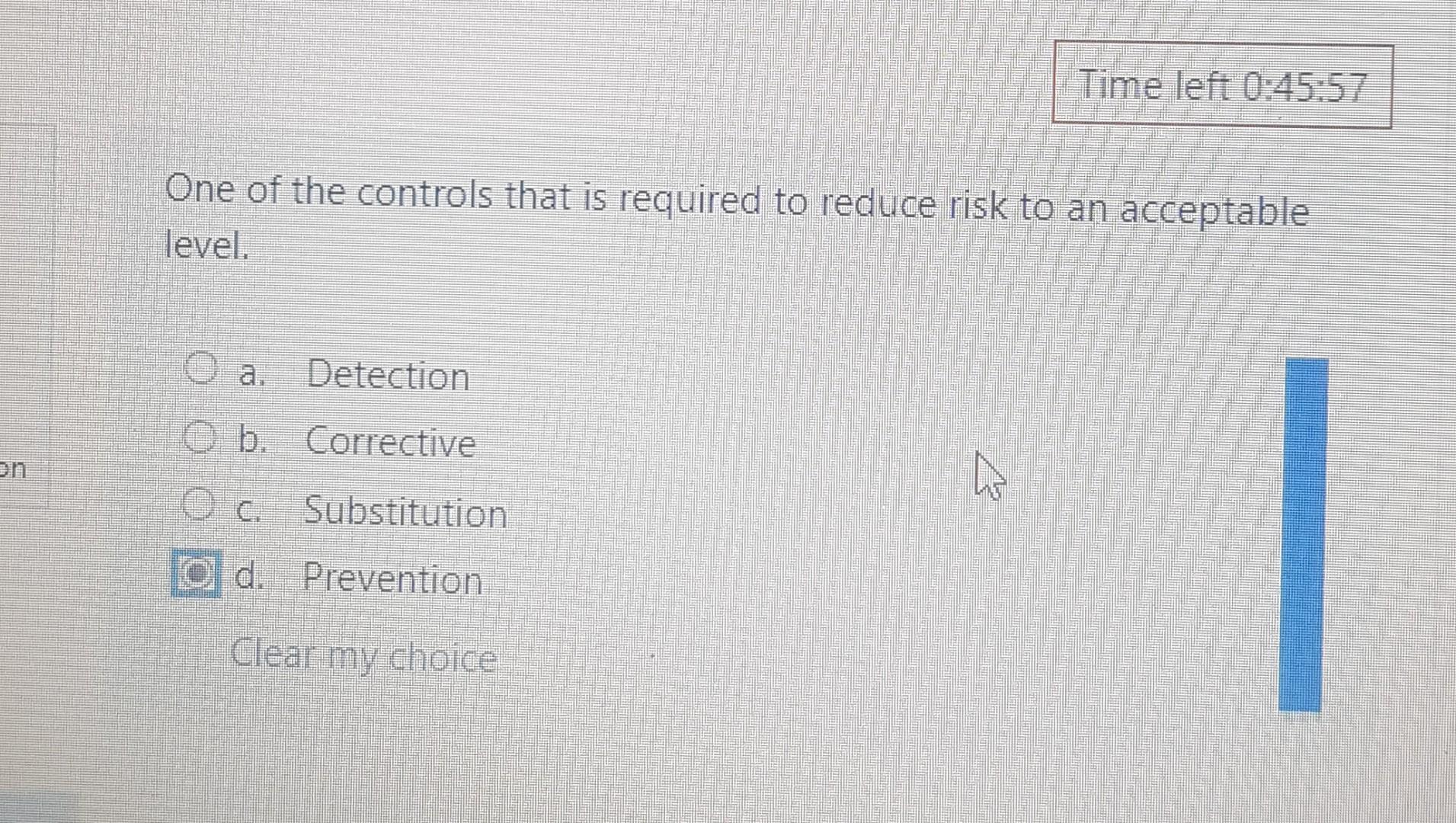 Time left 0:45:57 One of the controls that is