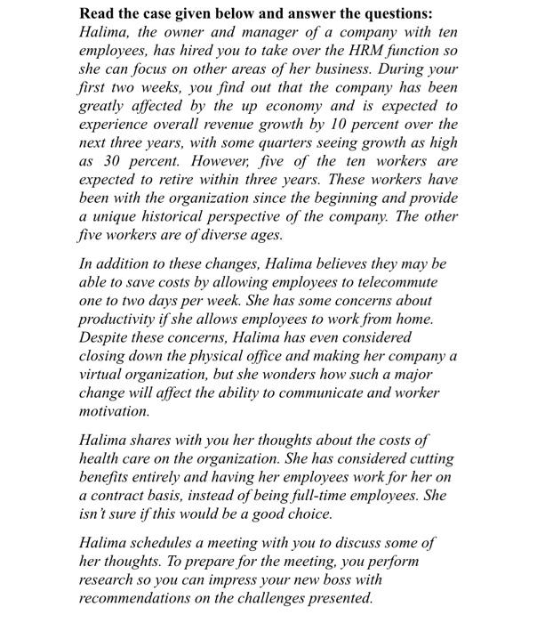 human resorces assighment Read the case given