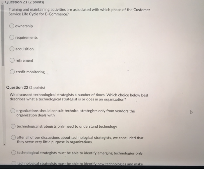 Question 21 [2 points) Training and maintaining