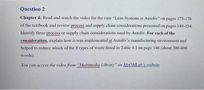 Chapter 4: Read and watch the video for the case