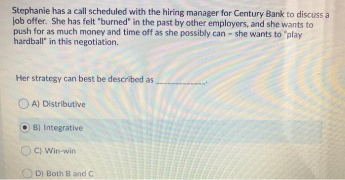 Stephanie has a call scheduled with the hiring