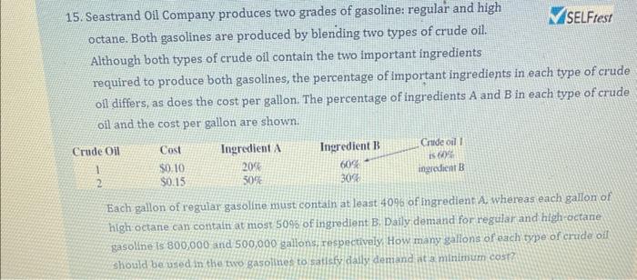 You are to use the information in problem 15 at