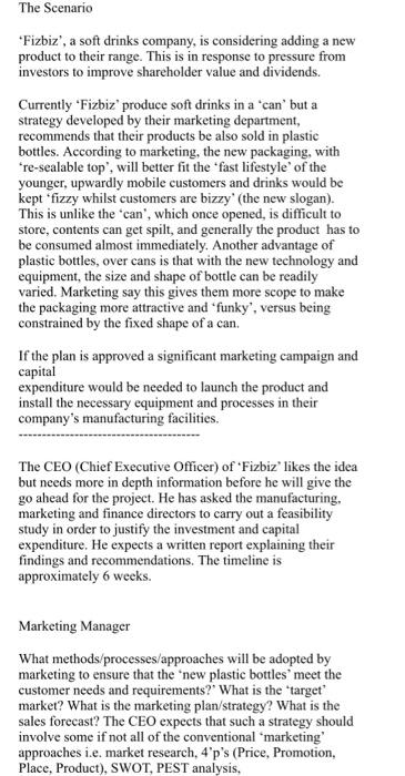 'Fizbiz', a soft drinks company, is considering