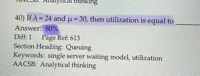 thinking 40) If A = 24 and u = 30, then