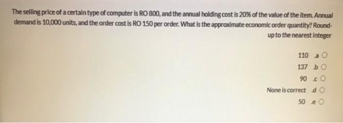 The selling price of a certain type of computer