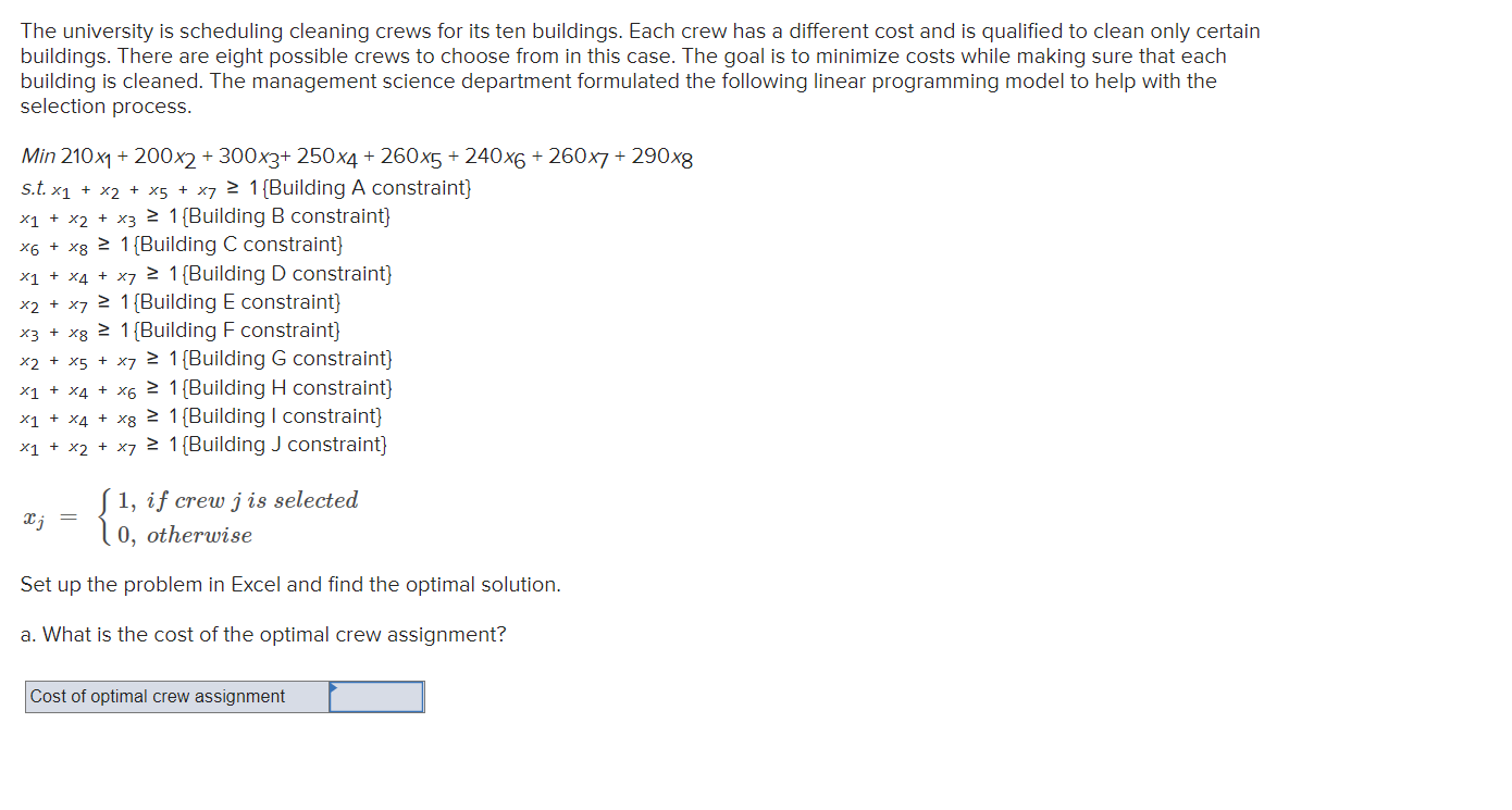Also, which crews will be used? The university is