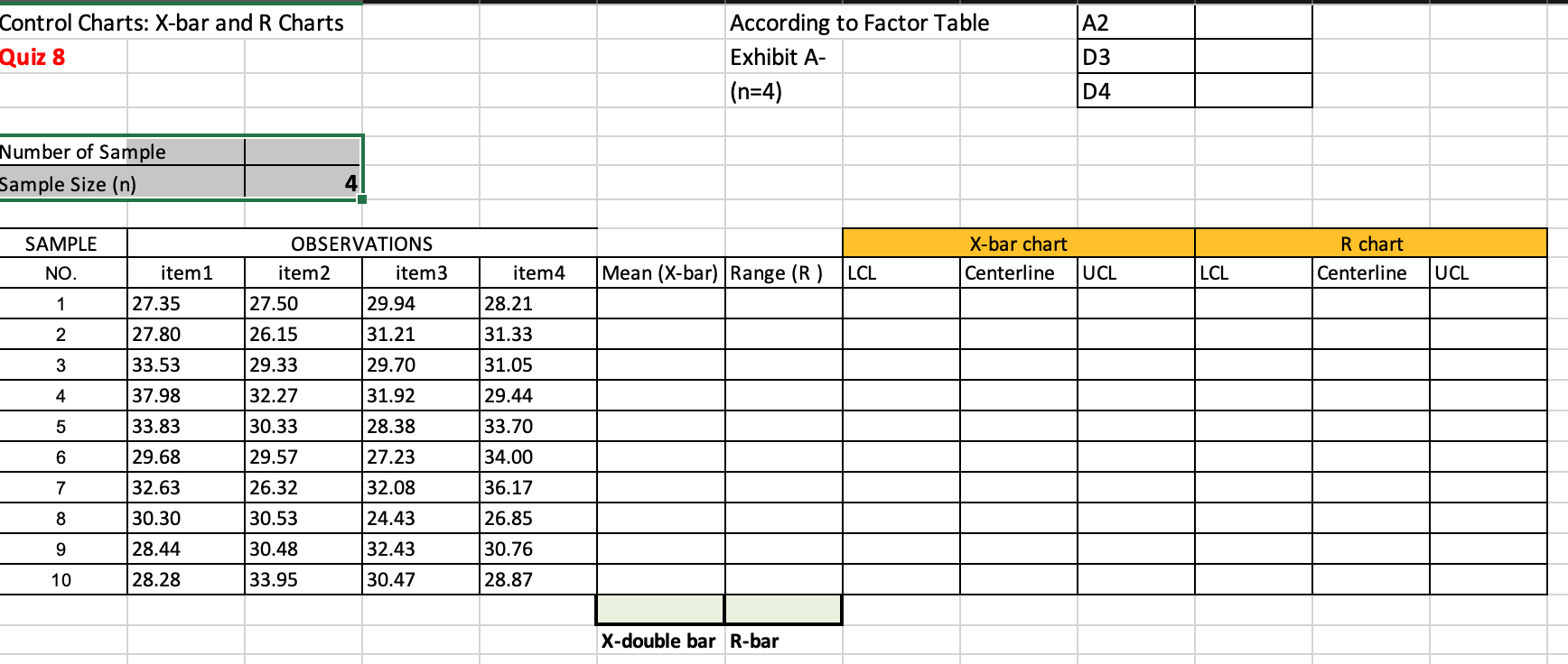 In order to create X-bar and R-charts for a