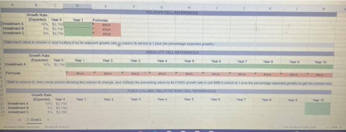 H RELATIVE CELL REFERENCES Growth Rate (Expacted)