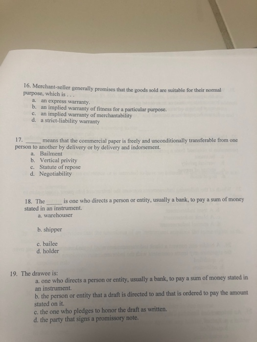 16. Merchant-seller generally promises that the