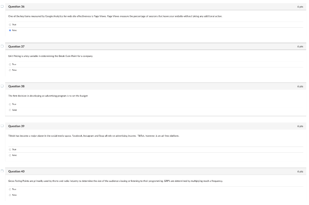 marketing 2 Question 36 6 pts One of the key