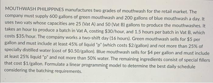formulate linear programming model to determine