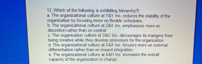 12. Which of the following is exhibiting