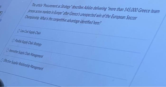 The article Procurement as Strategy describes