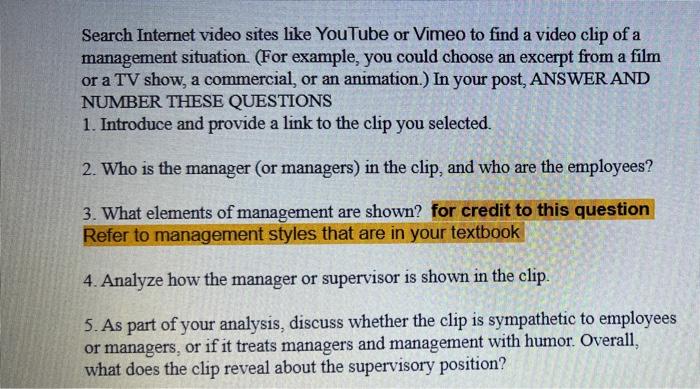 a Search Internet video sites like YouTube or