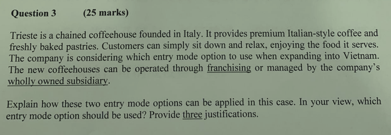 Question 3 (25 marks) Trieste is a chained