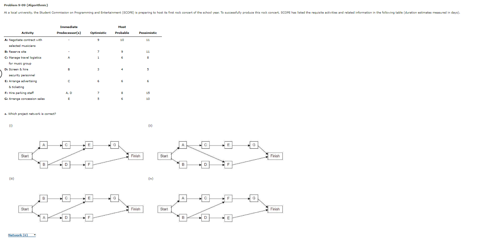 Problem 9-09 (Algorithmic) At a local university,