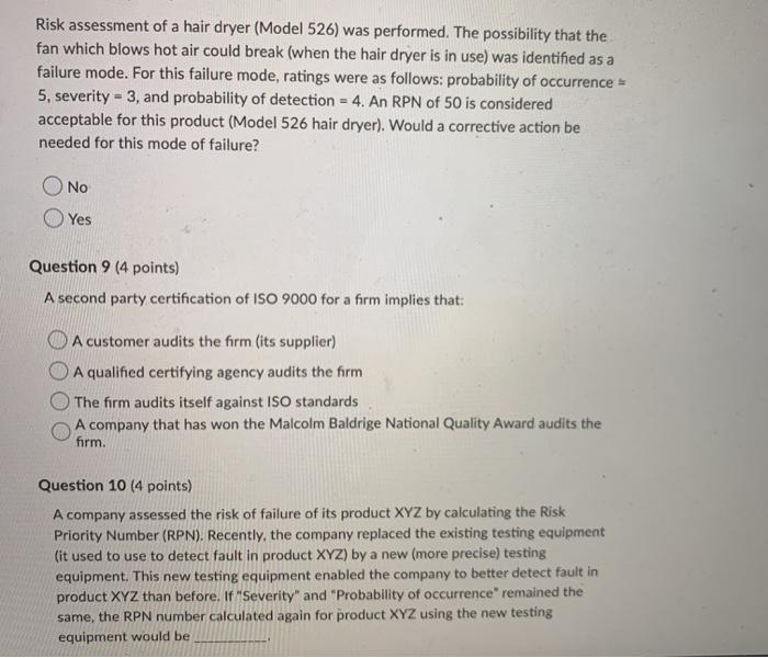 Risk assessment of a hair dryer (Model 526) was