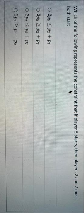 Which of the following represents the constraint