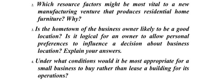 2. Which resource factors might be most vital to