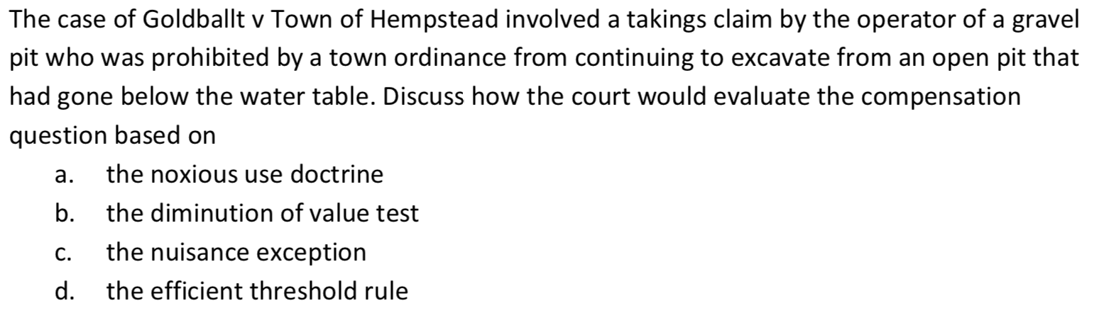 The case of Goldballt v Town of Hempstead