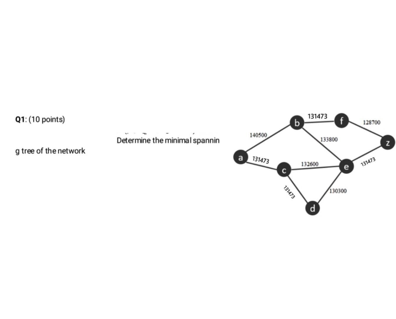 131473 Q1: (10 points) b f 128700 140500