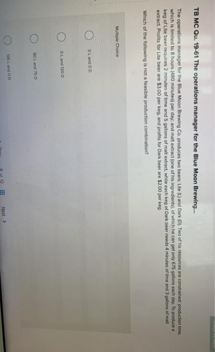 TB MC Qu. 19-61 The operations manager for the