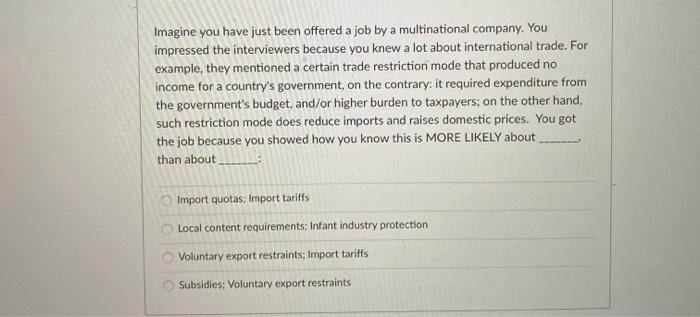 Imagine you have just been offered a job by a