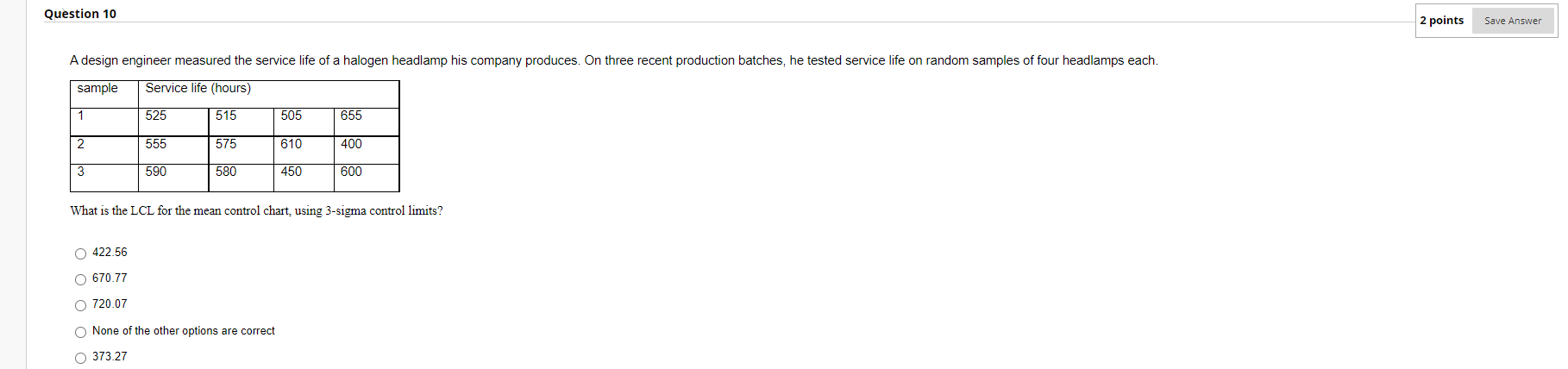 What is the LCL for the mean control chart, using