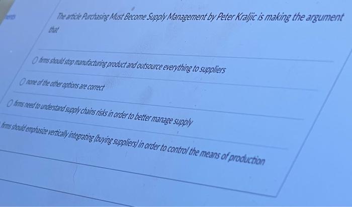 The article Purchasing Must Become Supply