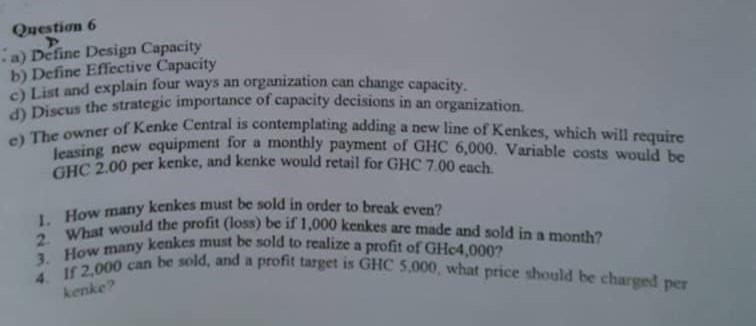 Need Answers please from a) to d) Question 6 a)
