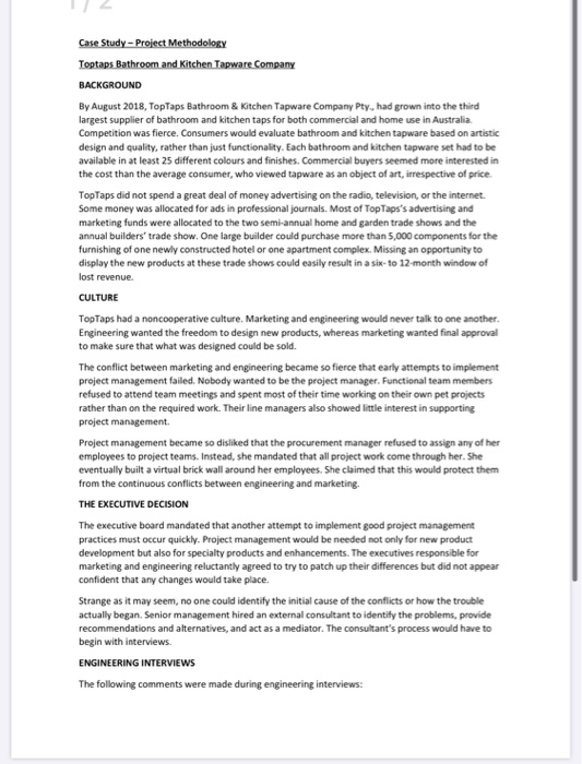 Case Study - Project Methodology Toptaps Bathroom