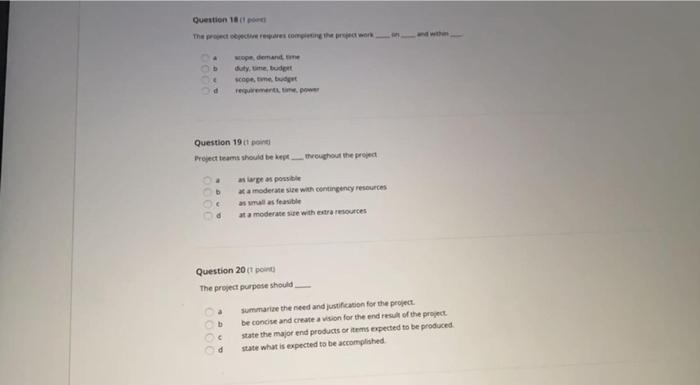 Question 18 duty, budet sebut re Question 19 it