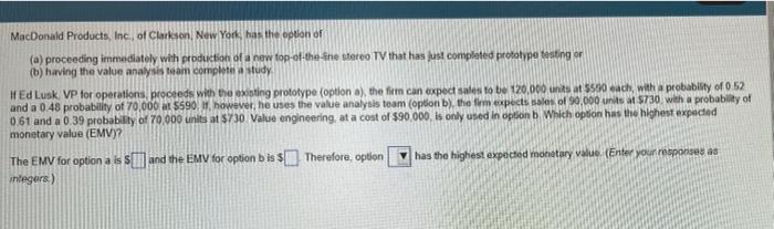 MacDonald Products, Inc., of Clarkson, New York,