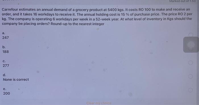 Marked out of 1.50 Carrefour estimates an annual