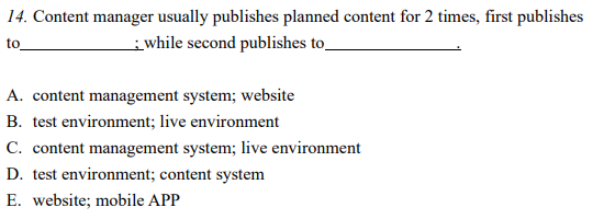 14. Content manager usually publishes planned