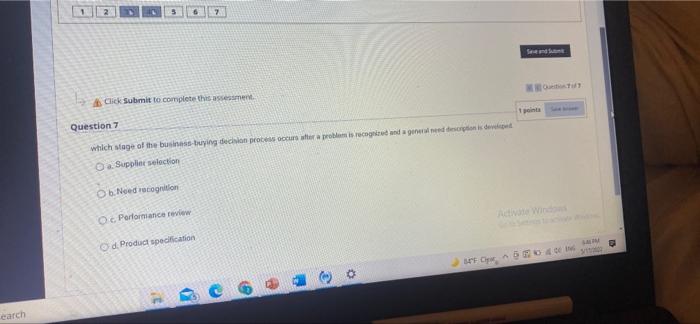 7 Send Click Submit to complete this assessment