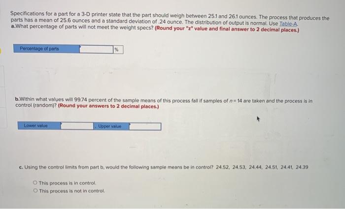 Specifications for a part for a 3-D printer state
