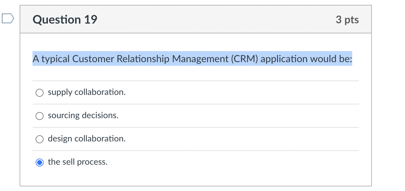 A typical Customer Relationship Management (CRM)