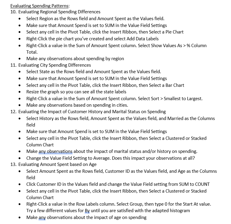 Week 7 Data Assignment Using Pivot Tables to