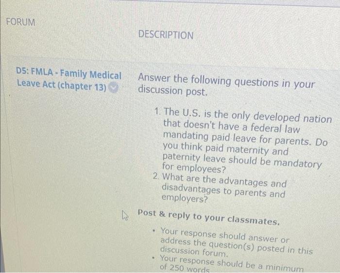 FORUM D5: FMLA-Family Medical Leave Act (chapter