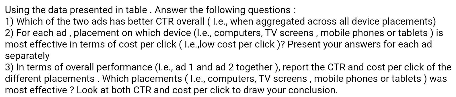 Question : Description: The performance of two