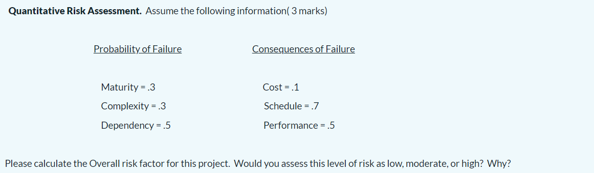 Quantitative Risk Assessment. Assume the
