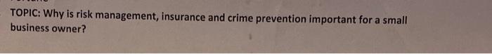 A 5 pages research paper TOPIC: Why is risk
