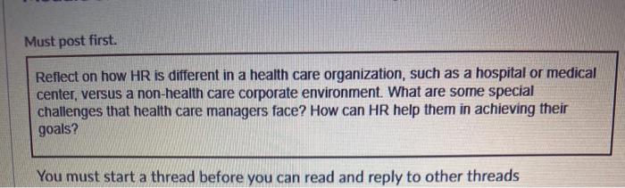 Must post first. Reflect on how HR is different