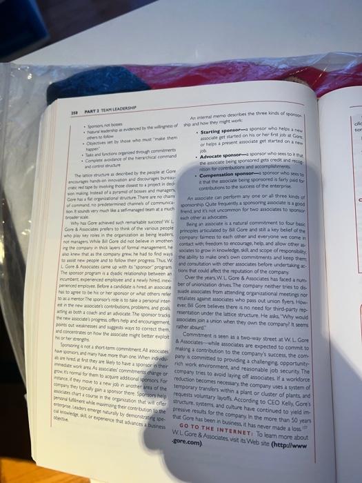 1) Read the case study materials for WL Gore and