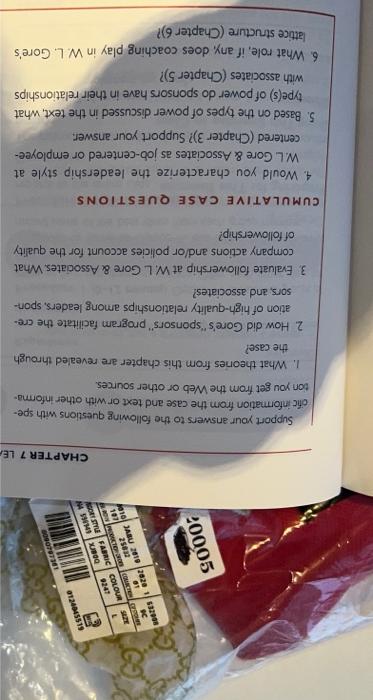 1) Read the case study materials for WL Gore and