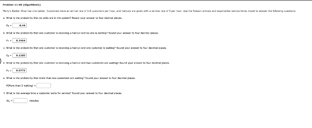 Problem 11-09 (Algorithmic) Merly's Barber Shop